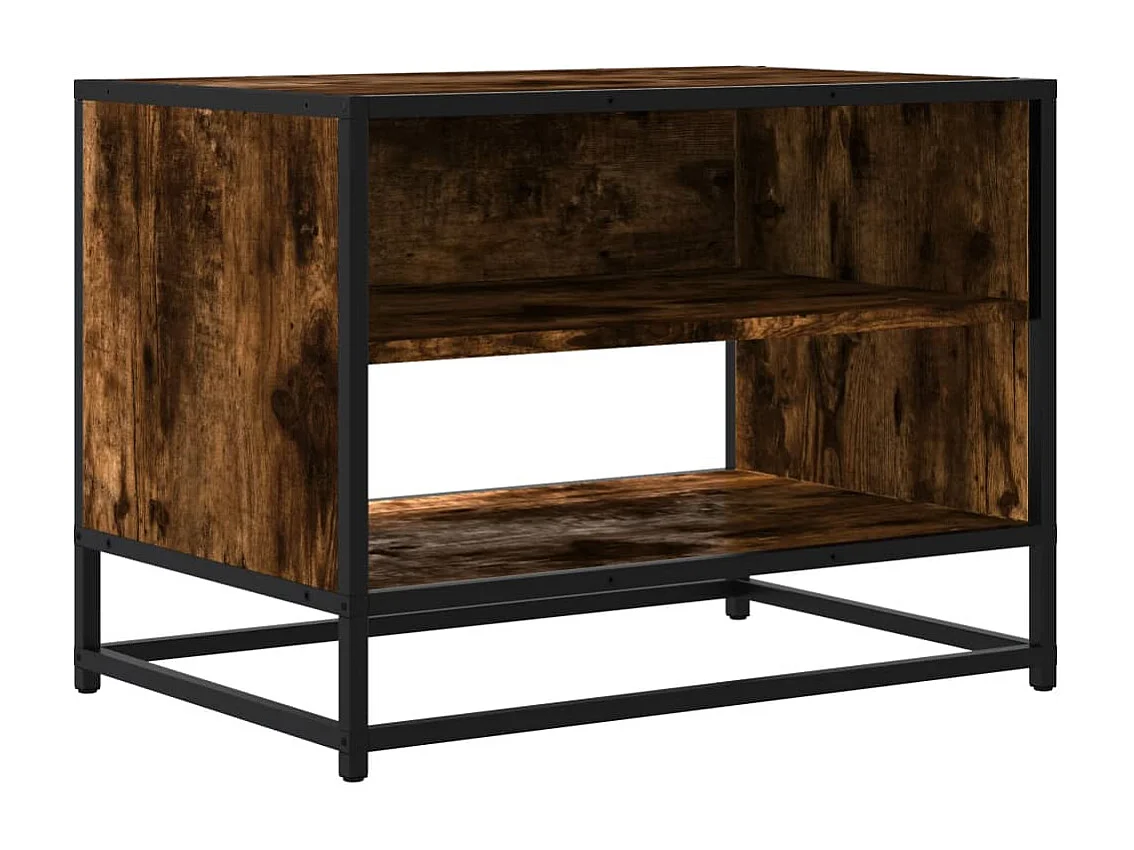 Meuble TV chêne fumé 61x40x46 cm bois d'ingénierie et métal