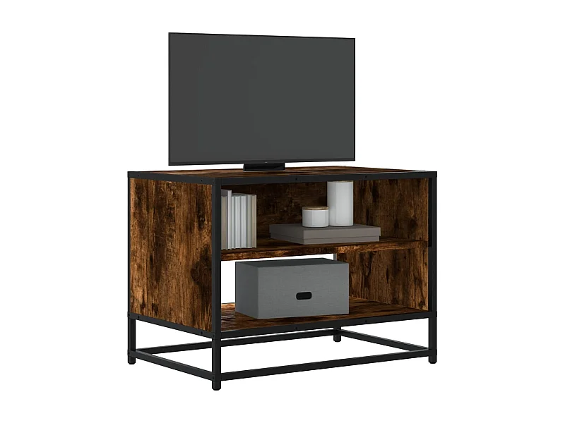 Mobile TV in rovere affumicato 61x40x46 cm in legno ingegnerizzato e metallo