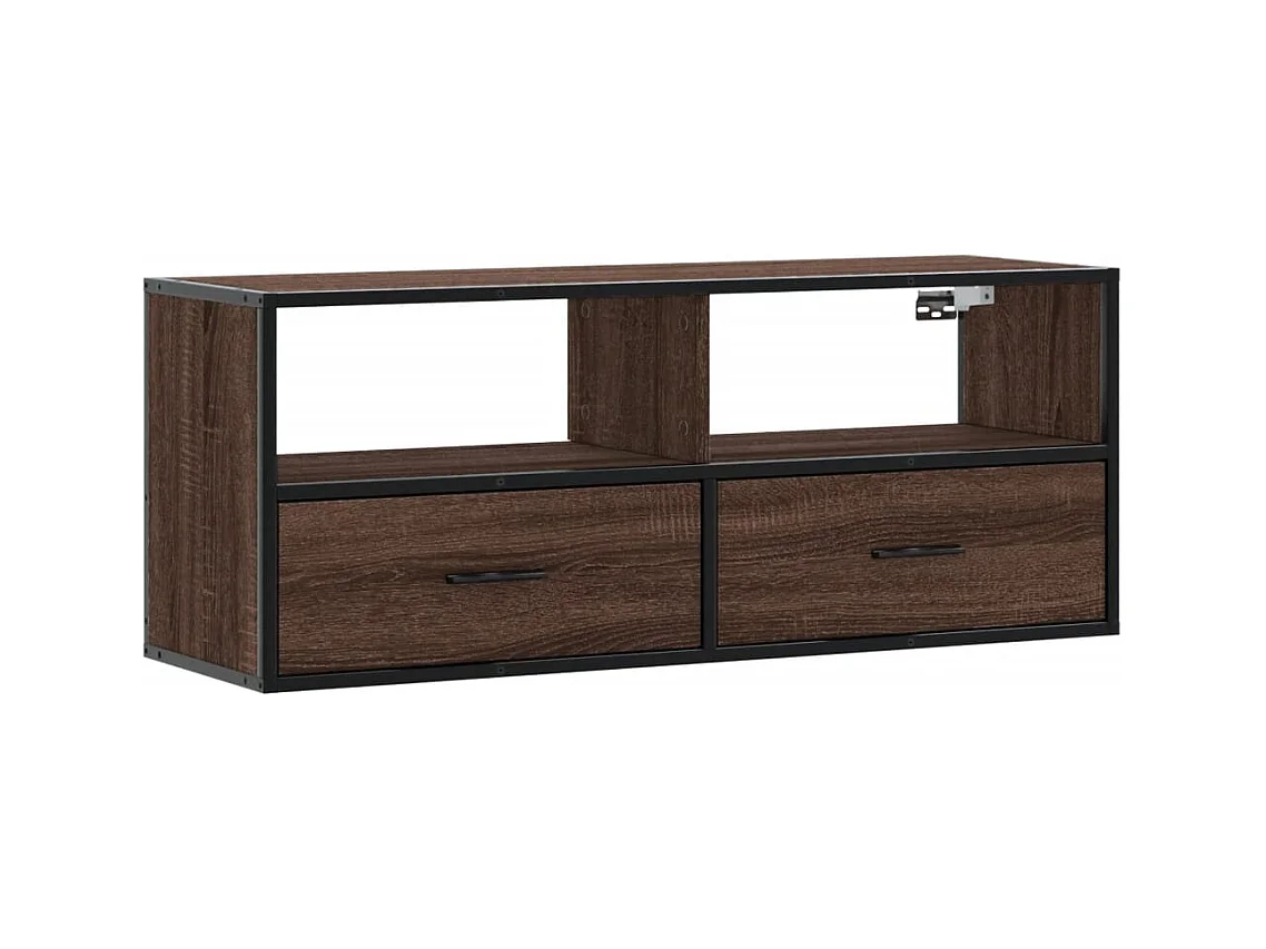 Meuble TV chêne marron 100x31x39,5cm bois d'ingénierie et métal