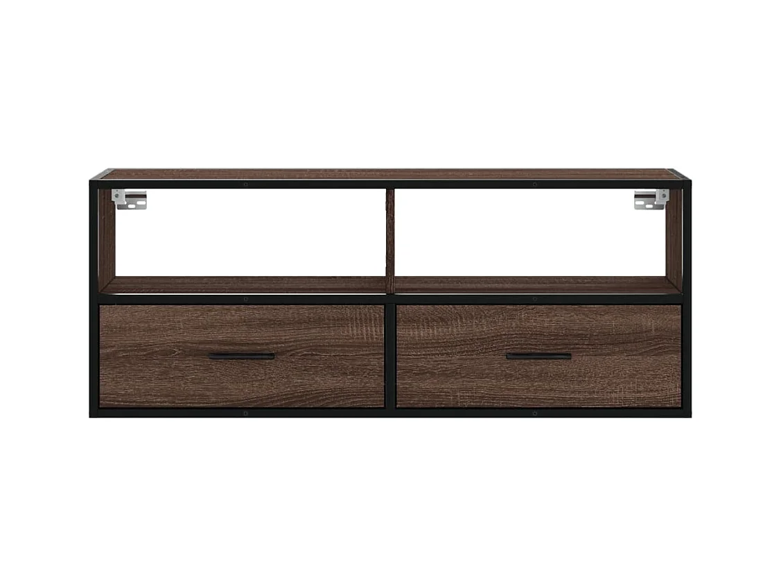 Meuble TV chêne marron 100x31x39,5cm bois d'ingénierie et métal