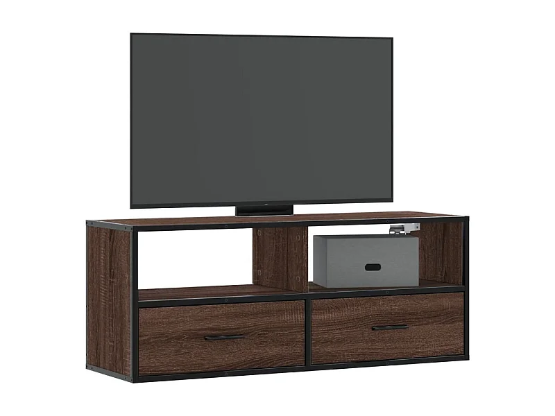 Meuble TV chêne marron 100x31x39,5cm bois d'ingénierie et métal