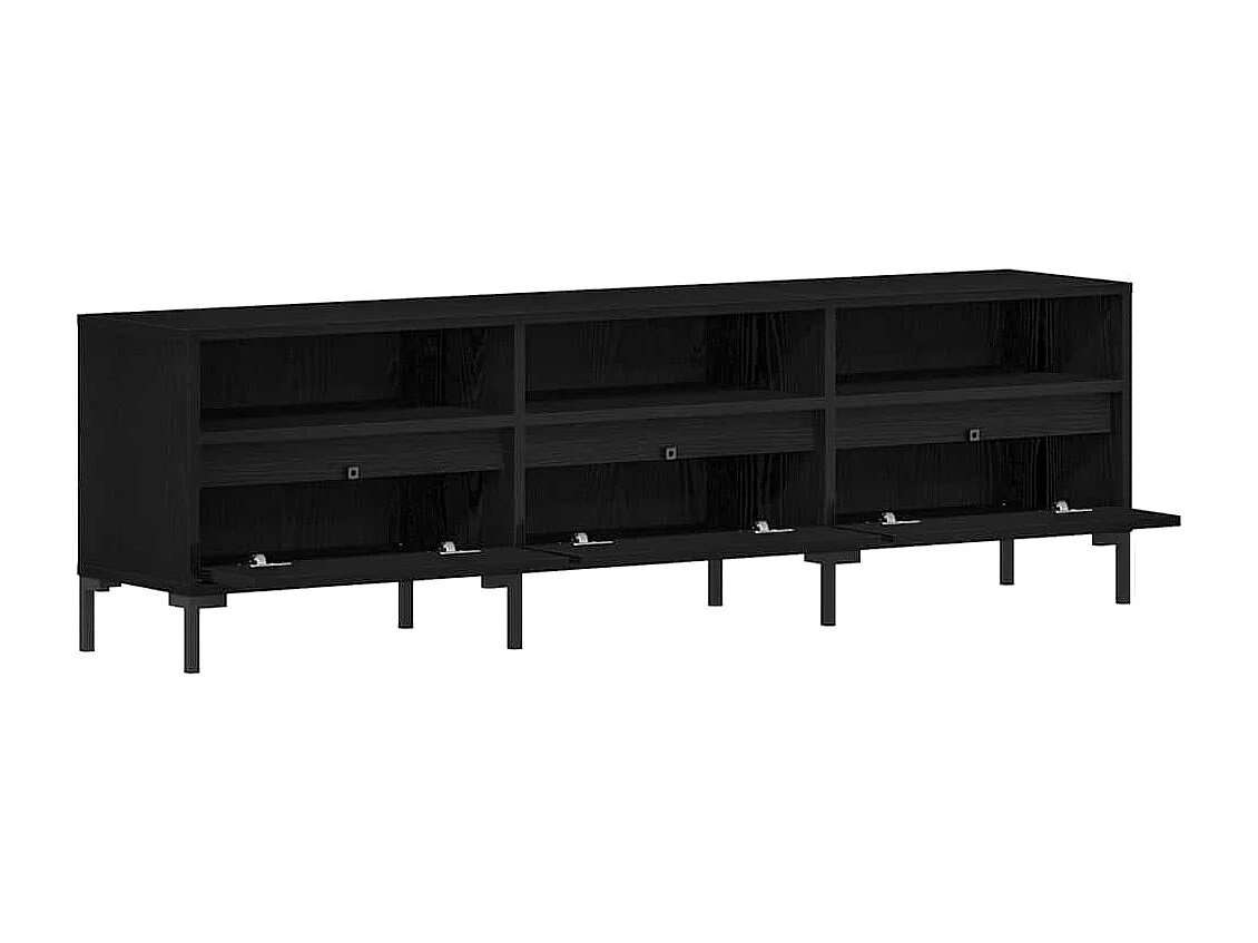 Meuble TV Noir Chêne 150x30x44,5 cm Bois d'ingénierie