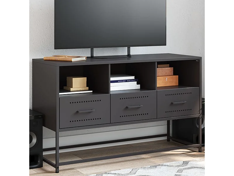 Meuble TV noir 100,5x39x60,5 cm acier