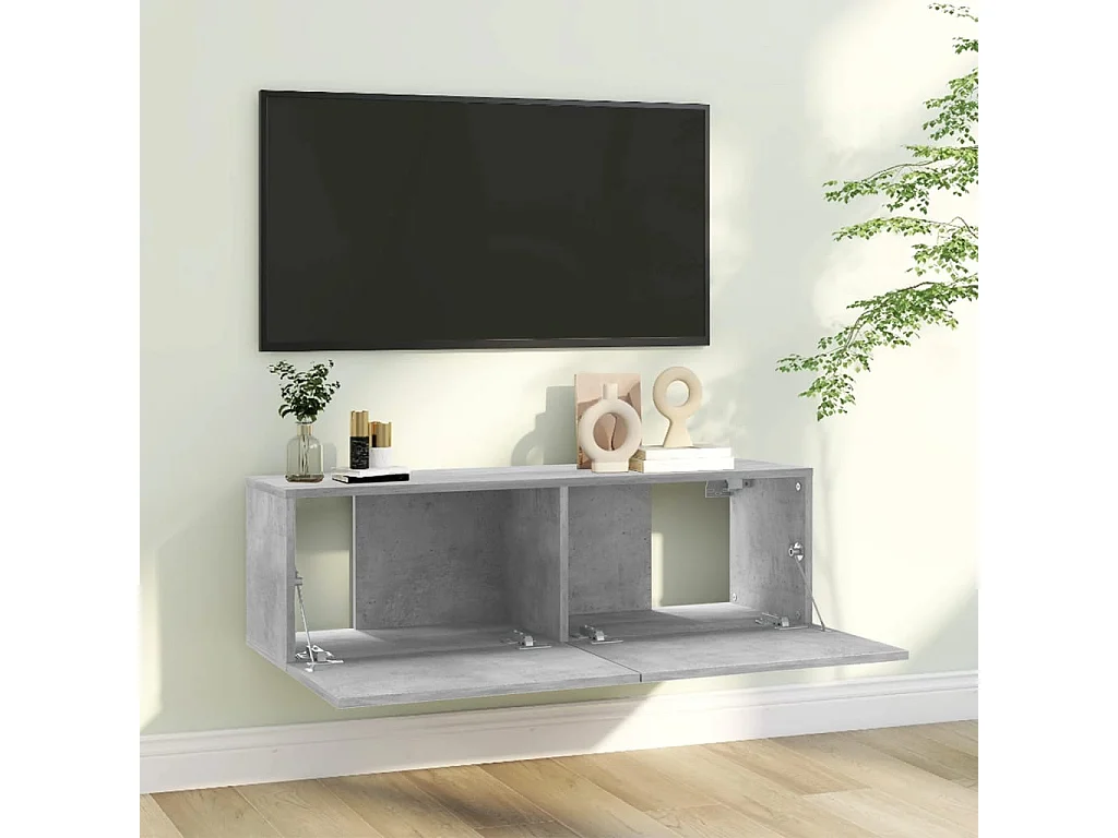 Betongrijs tv-meubel 100x30x30 cm bewerkt hout