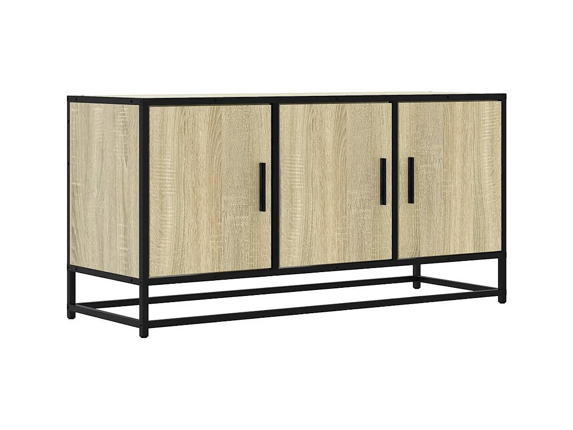Meuble TV chêne sonoma 100x35x50 cm bois d'ingénierie et métal