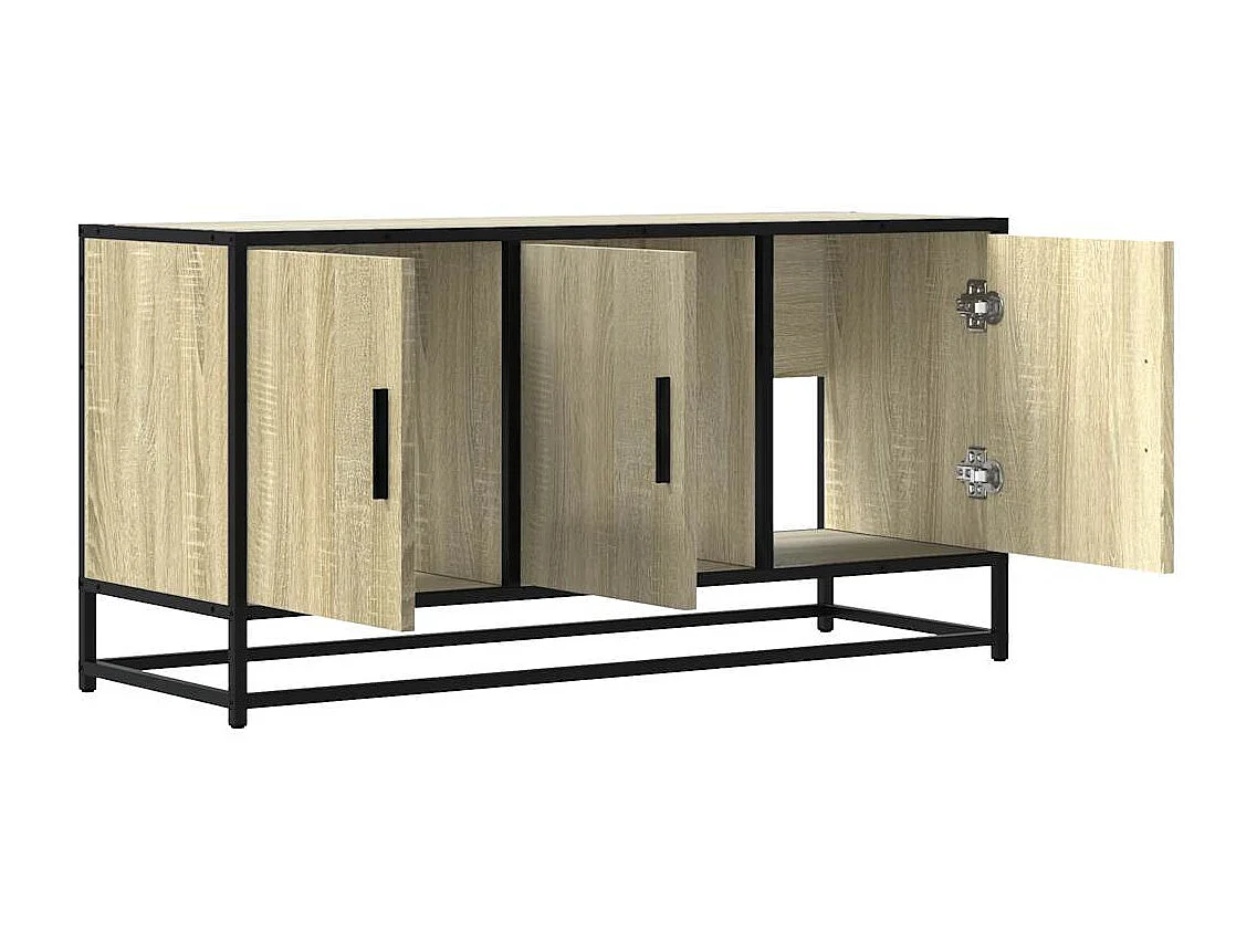 Meuble TV chêne sonoma 100x35x50 cm bois d'ingénierie et métal