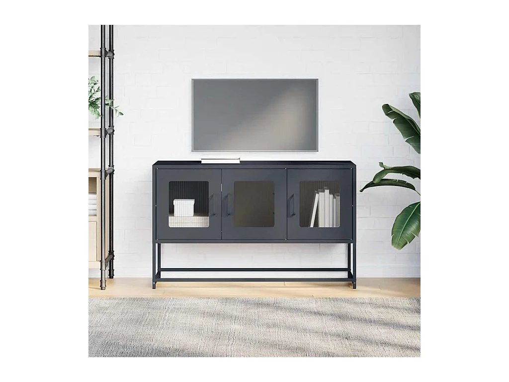 Meuble TV anthracite 100,5x39x60,5 cm acier laminé à froid