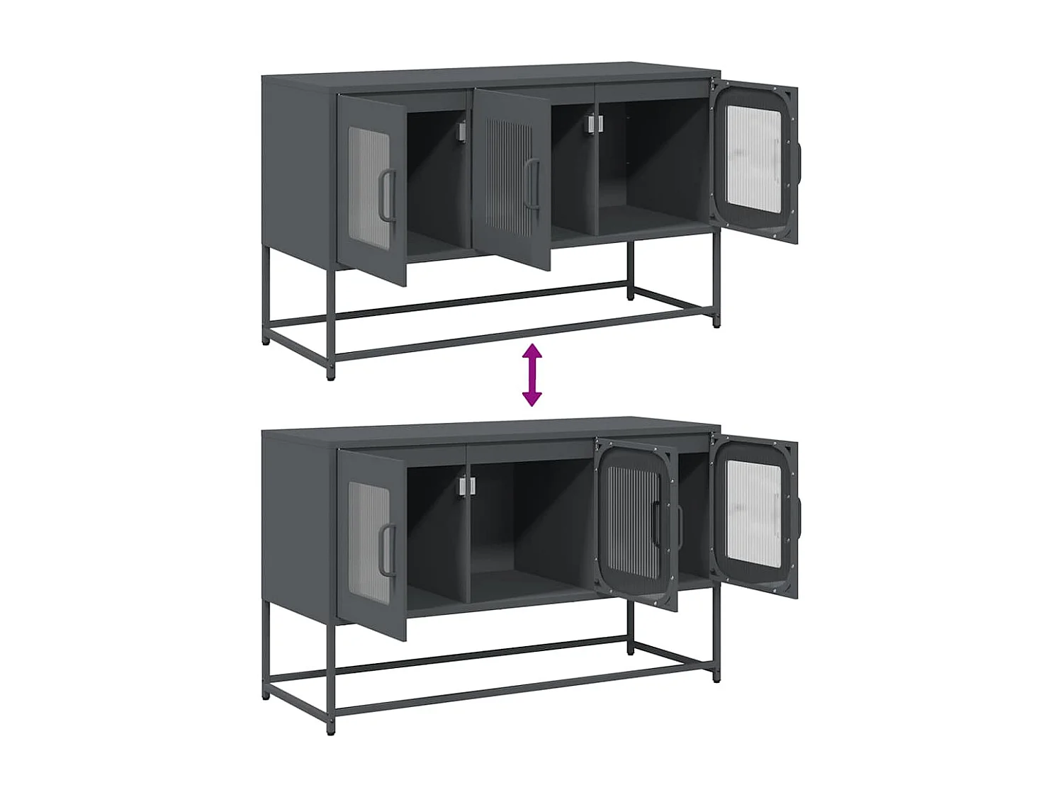 Meuble TV anthracite 100,5x39x60,5 cm acier laminé à froid