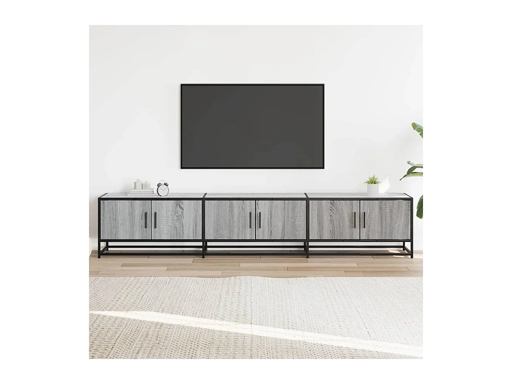 Meuble TV sonoma gris 210x35x41 cm bois d'ingénierie