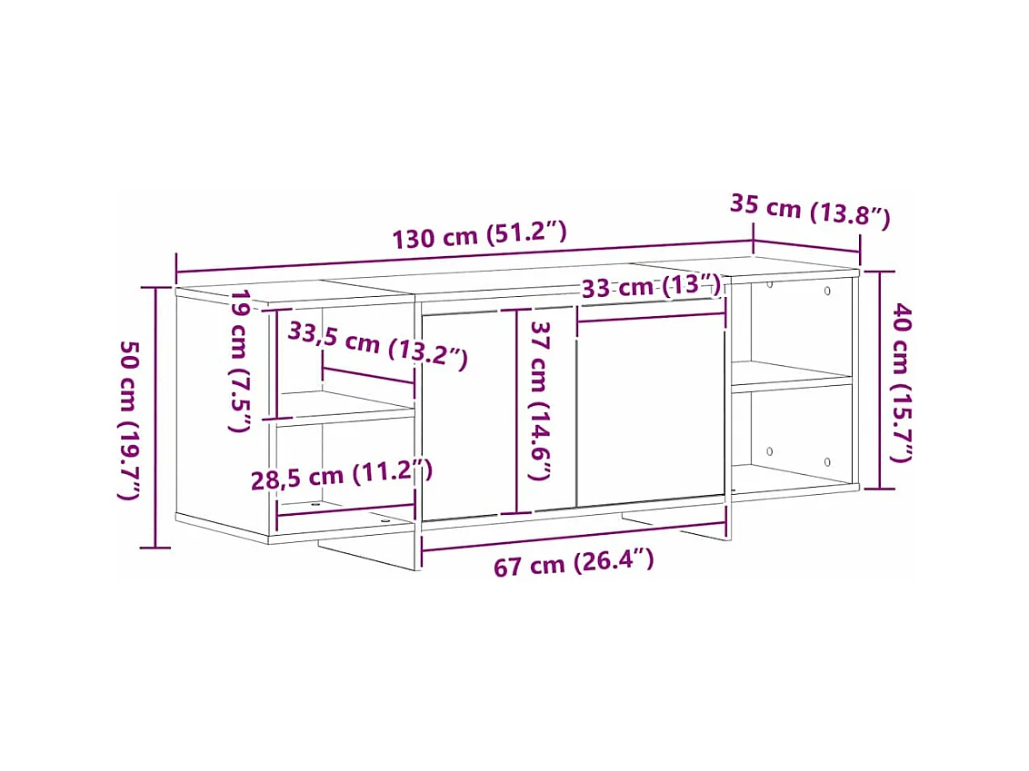Meuble TV Noir 120 x 30 x 40.5 cm Bois d'ingénierie