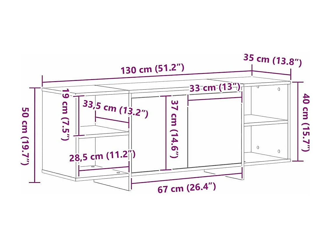 Zwarte tv-kast 120 x 30 x 40,5 cm Technisch hout