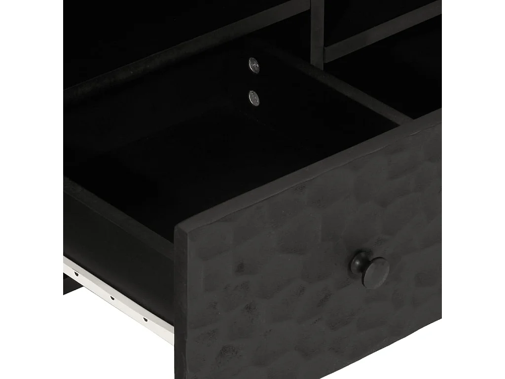 Meuble TV noir 100x33x46 cm bois massif de manguier
