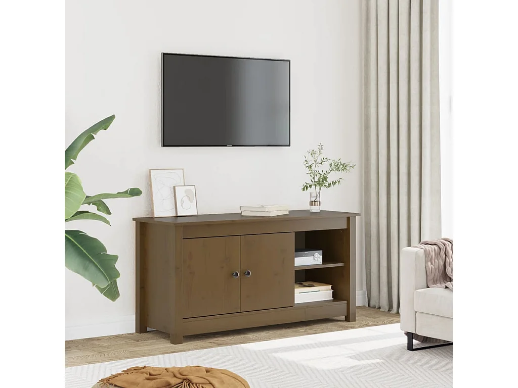 Mobile TV color miele 103x36,5x52 cm in legno massello di pino