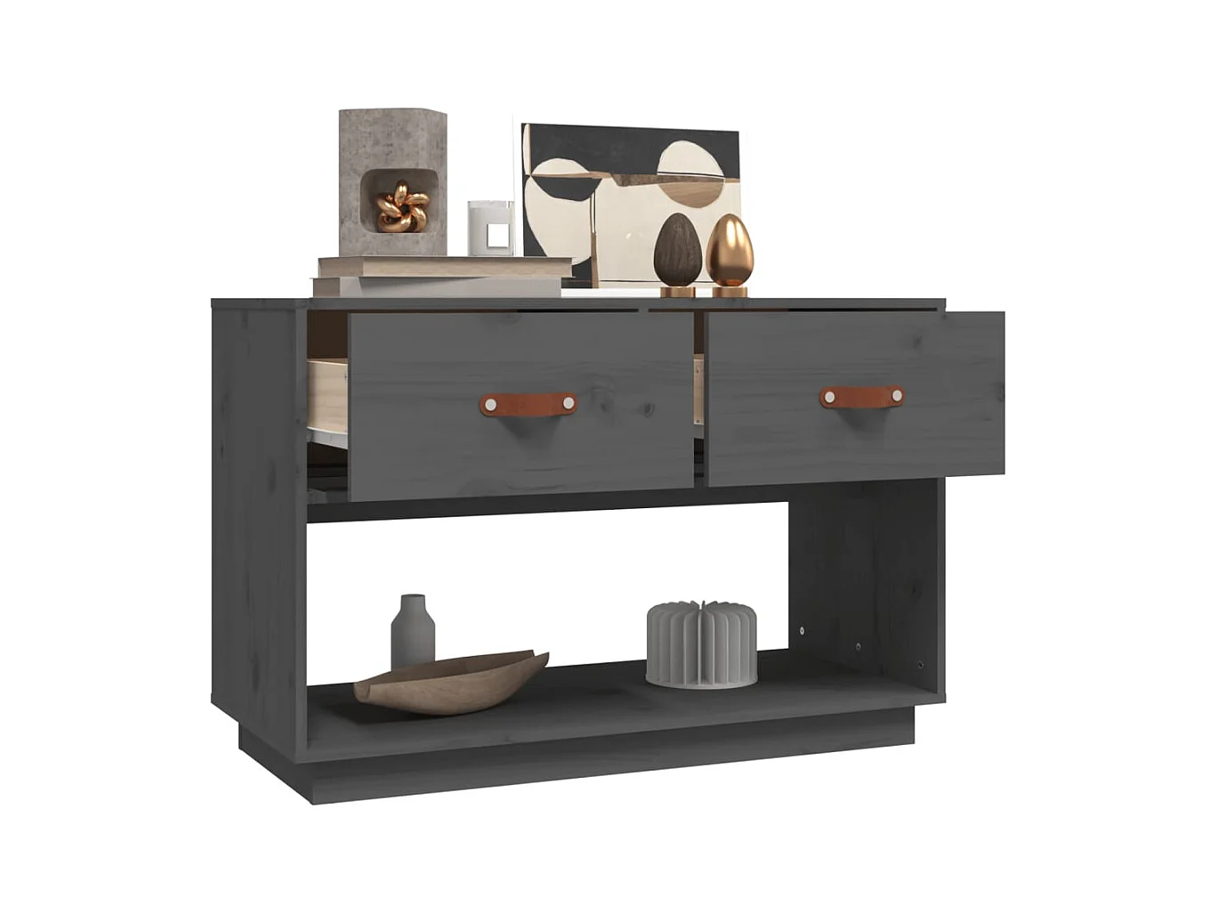 Grijze tv-kast 90x40x60 cm Massief grenenhout