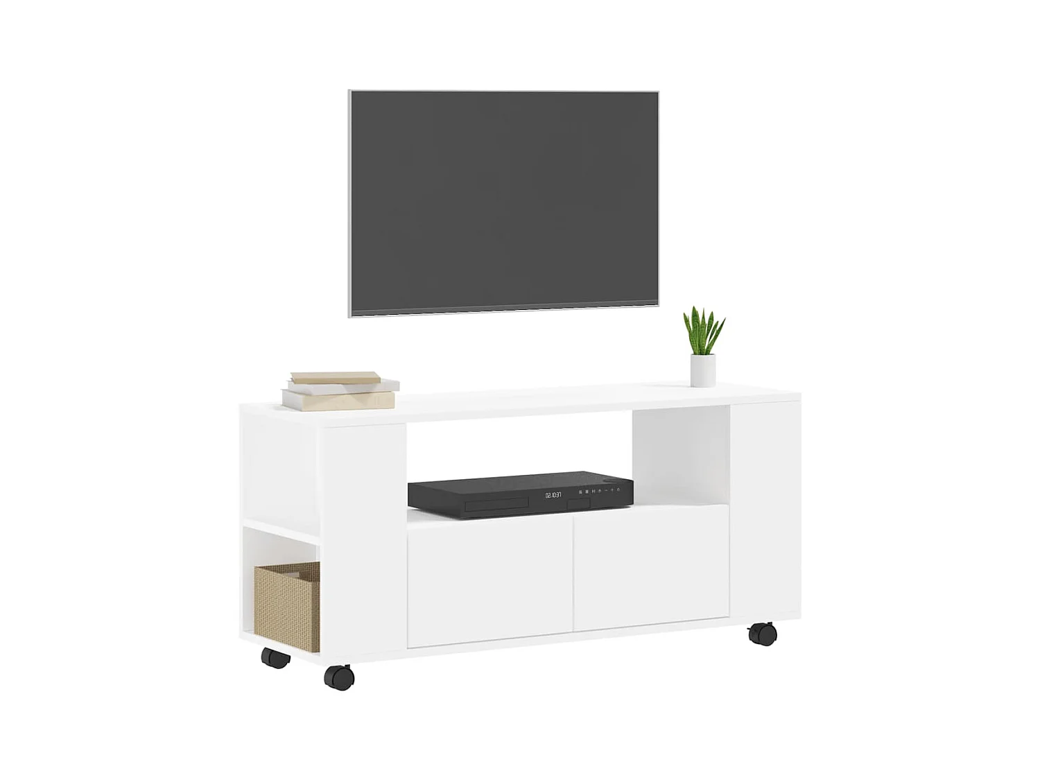 Witte tv-kast 102x34,5x43 cm bewerkt hout