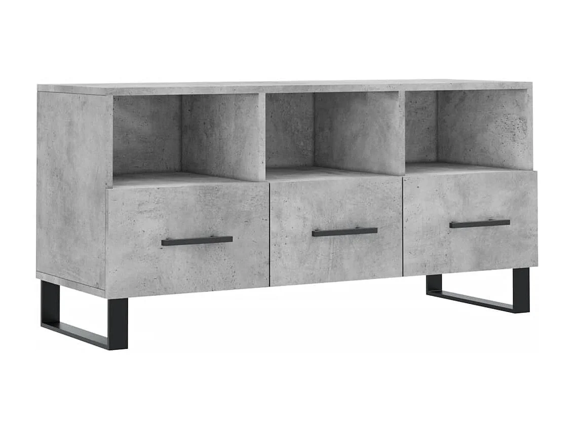 Meuble TV gris béton 102x36x50 cm bois d'ingénierie