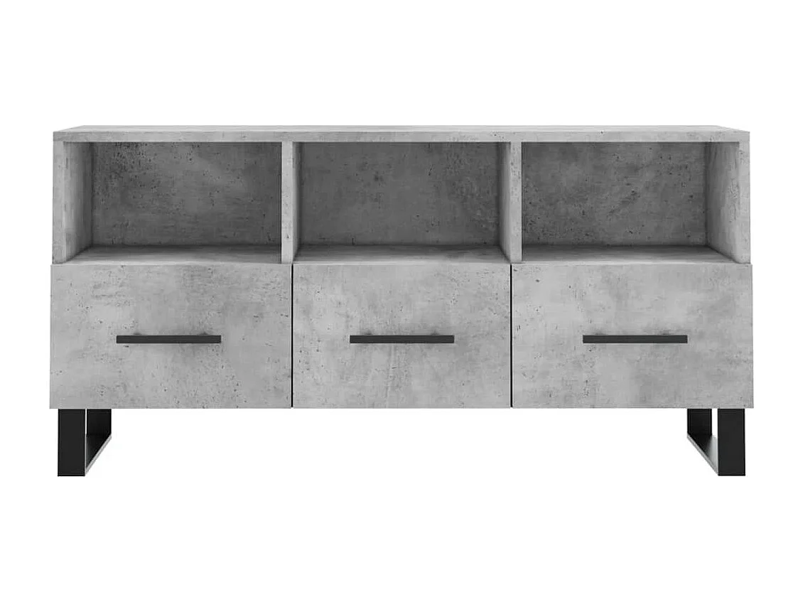 Meuble TV gris béton 102x36x50 cm bois d'ingénierie