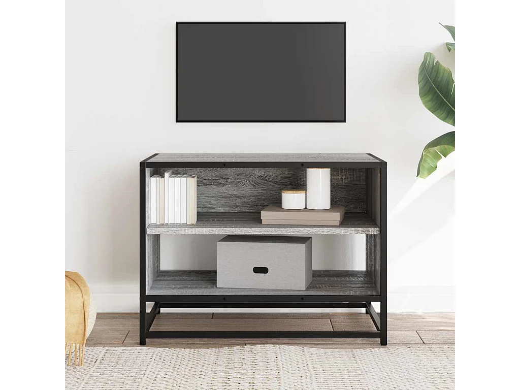 Meuble TV sonoma gris 61x40x46 cm bois d'ingénierie et métal