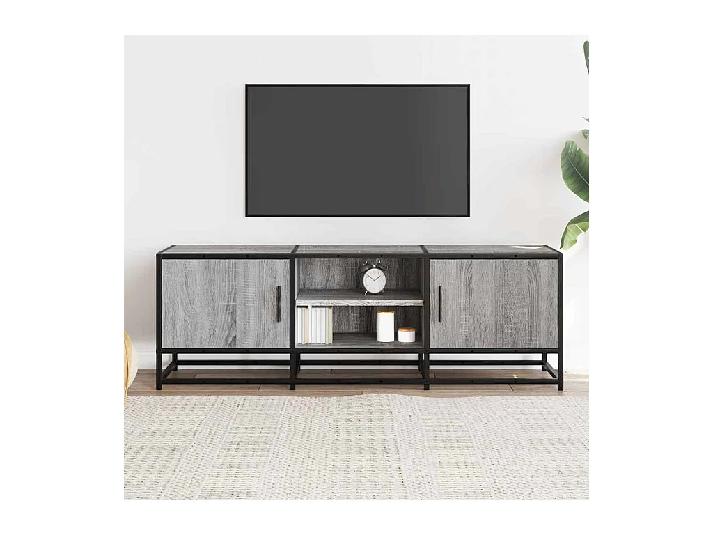 Meuble TV sonoma gris 120x35x41 cm bois d'ingénierie et métal