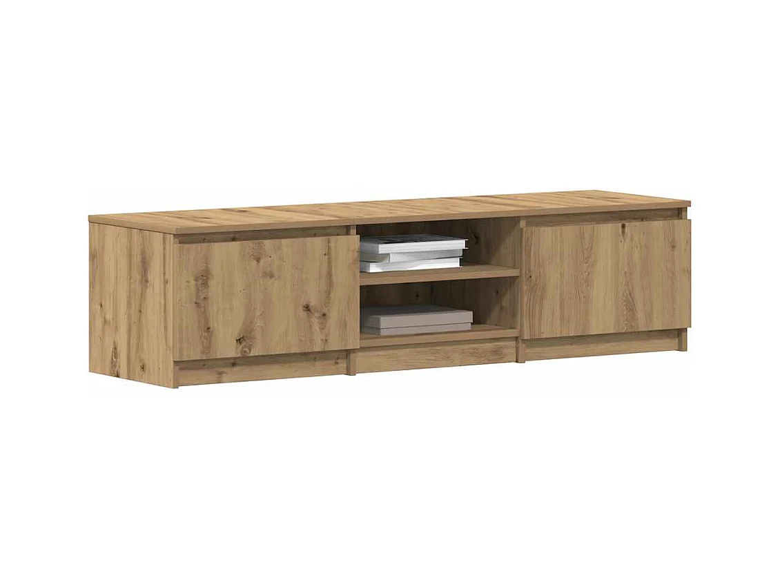 Meuble TV chêne artisanal 140x40x36 cm bois d'ingénierie