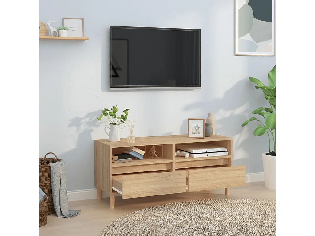 Meuble TV chêne sonoma 100x34,5x44,5 cm bois d'ingénierie