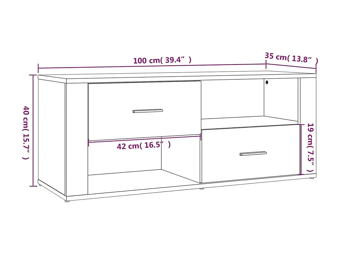 Meuble TV Sonoma gris 100x35x40 cm Bois d'ingénierie