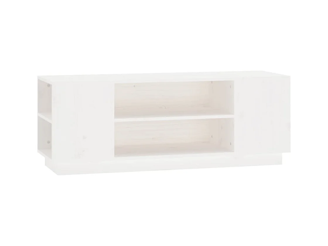 Meuble TV Blanc 110x35x40,5 cm Bois de pin massif