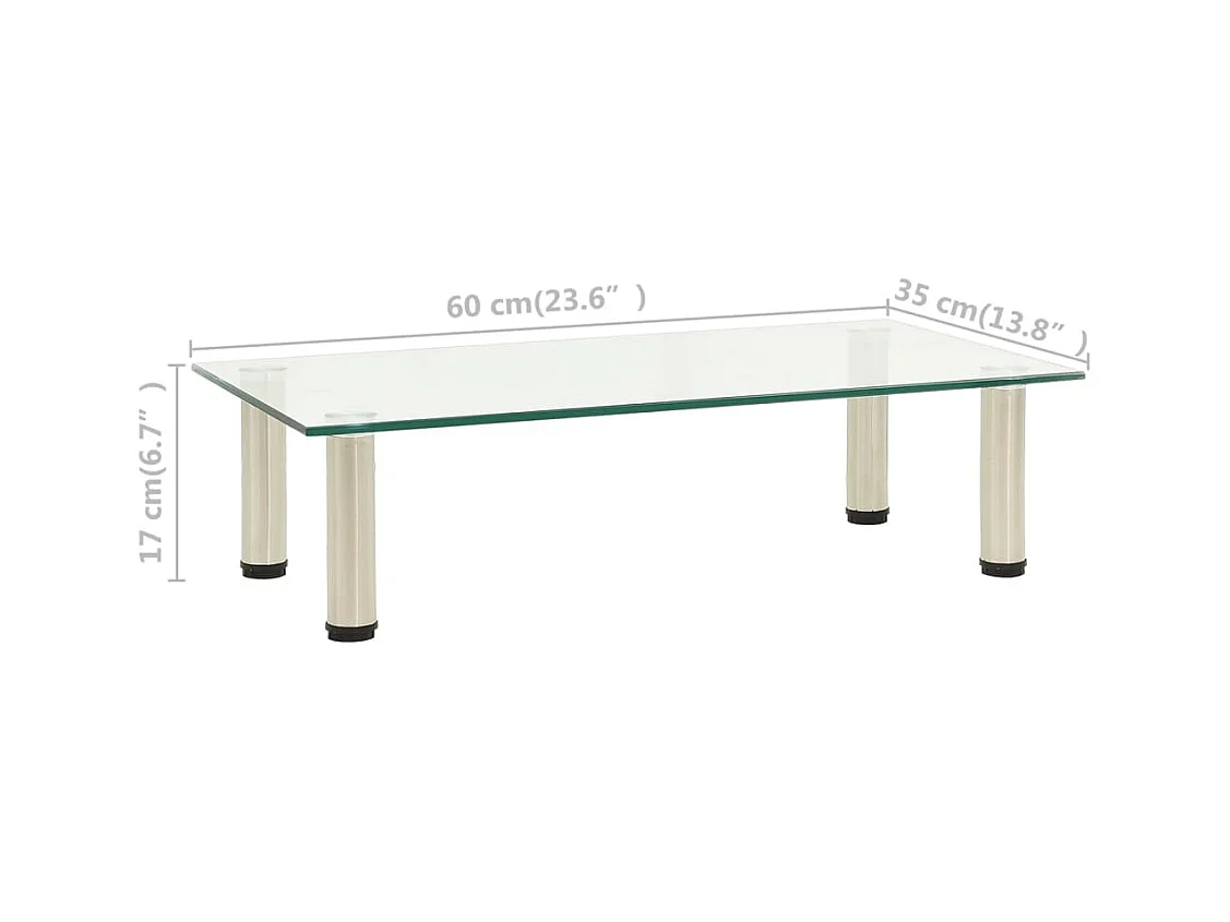 322763 TV Stand Transparent 60x35x17 cm Tempered Glass