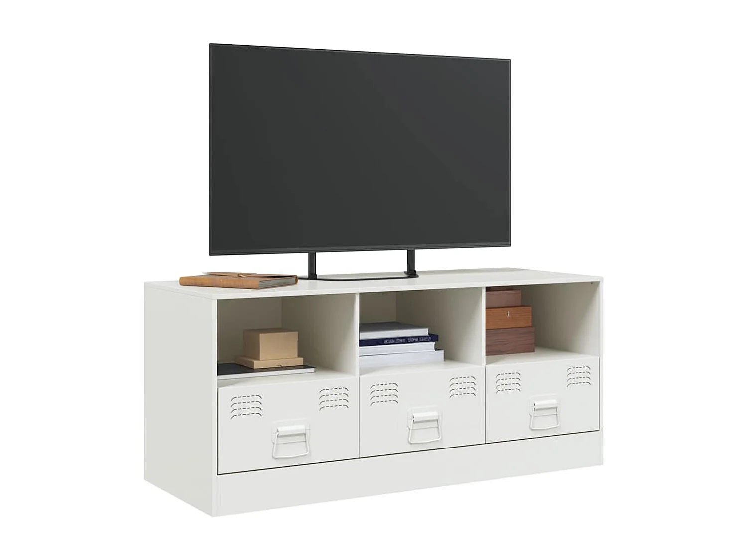 Meuble TV blanc 99x39x44 cm acier