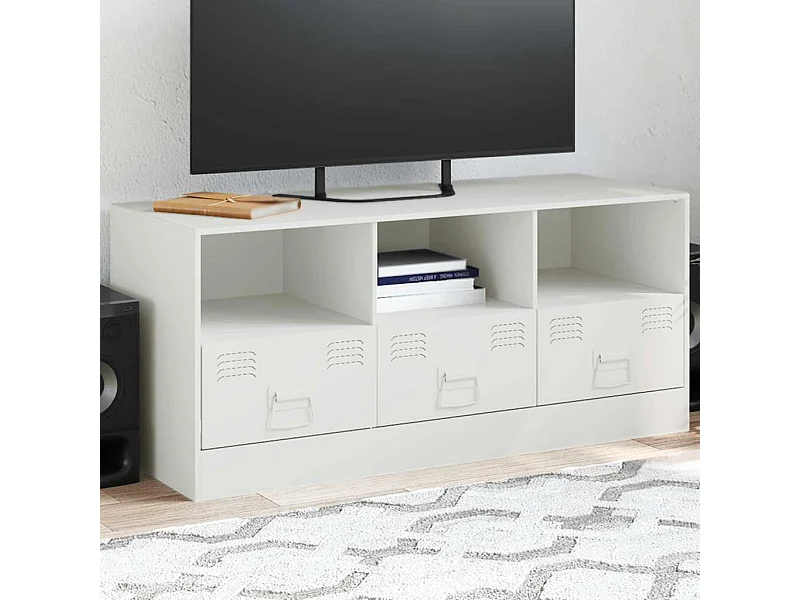 Meuble TV blanc 99x39x44 cm acier