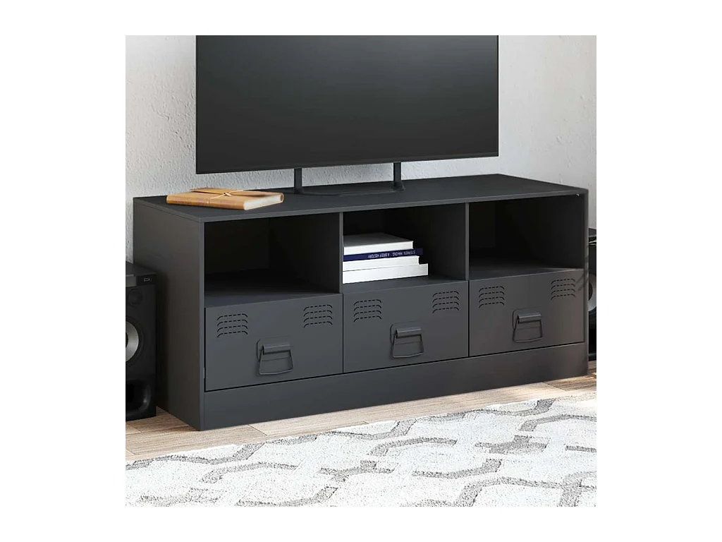 Meuble TV anthracite 99x39x44 cm acier