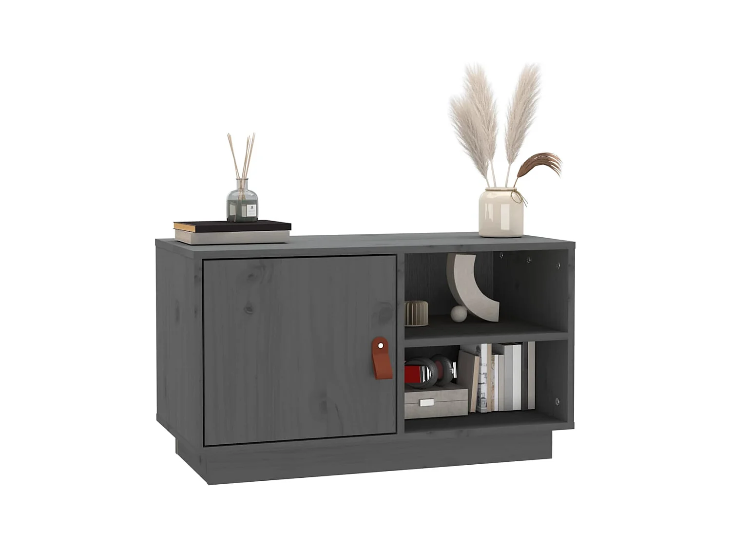 Meuble TV Gris 70x34x40 cm Bois de pin massif