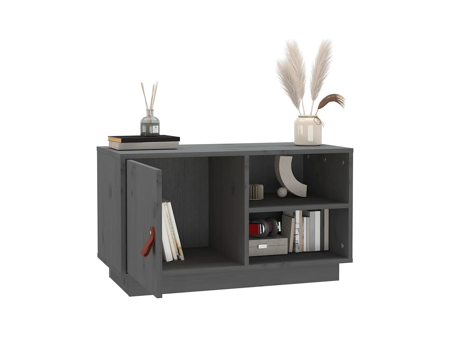 Meuble TV Gris 70x34x40 cm Bois de pin massif