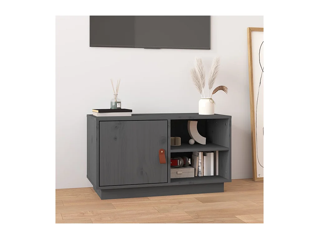 Meuble TV Gris 70x34x40 cm Bois de pin massif