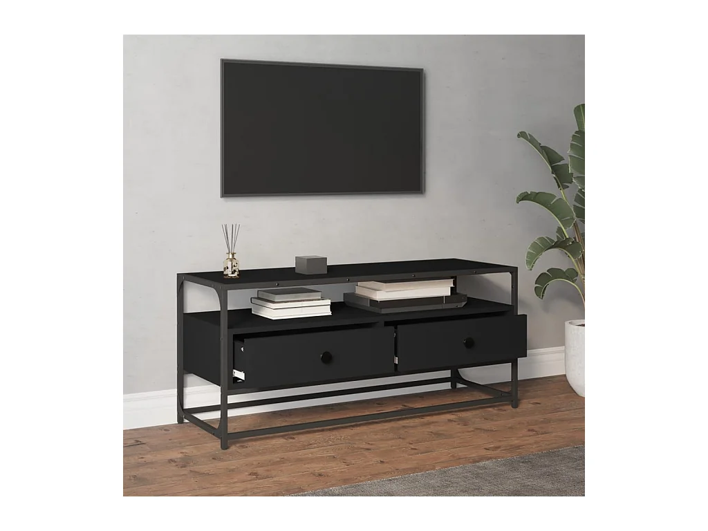 Meuble TV noir 100x35x45 cm bois d'ingénierie