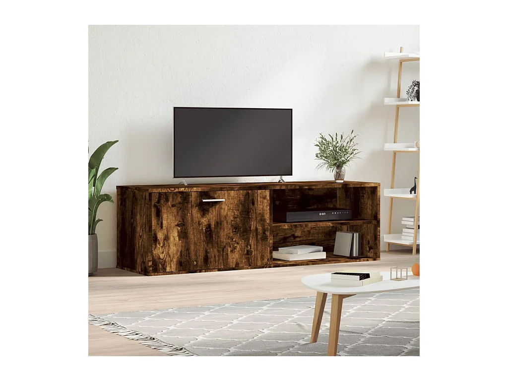 Meuble TV chêne fumé 120x34x37 cm bois d'ingénierie