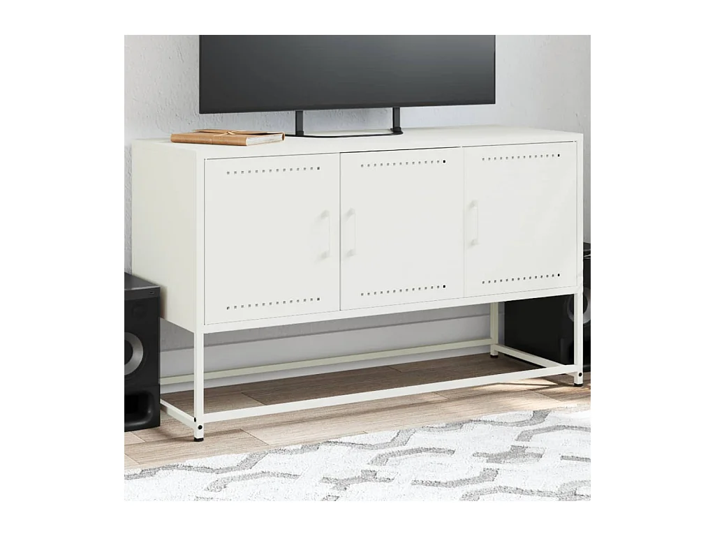 Meuble TV blanc 100,5x39x60,5 cm acier