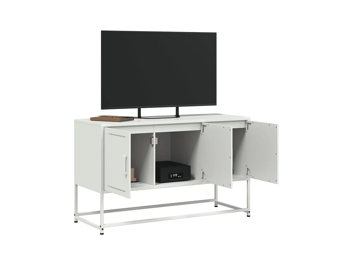 Meuble TV blanc 100,5x39x60,5 cm acier