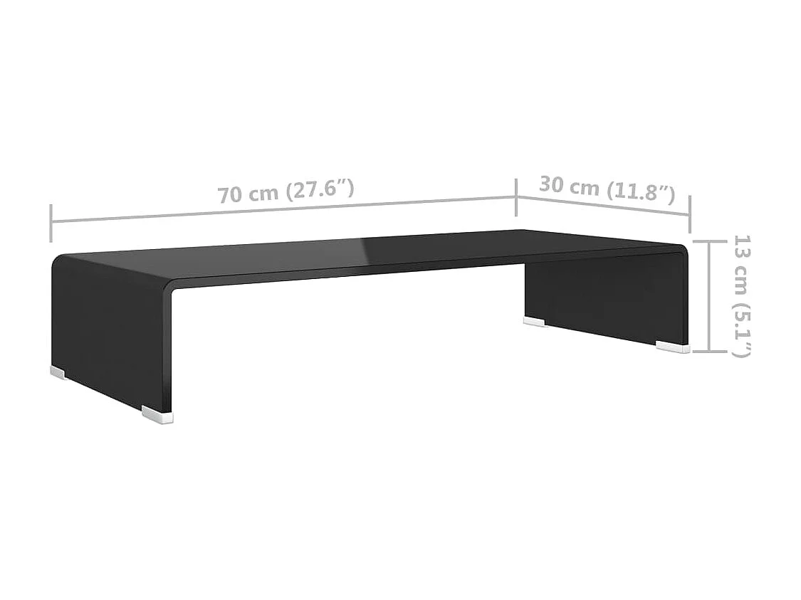 Meuble TV/support pour moniteur 70x30x13 cm verre noir