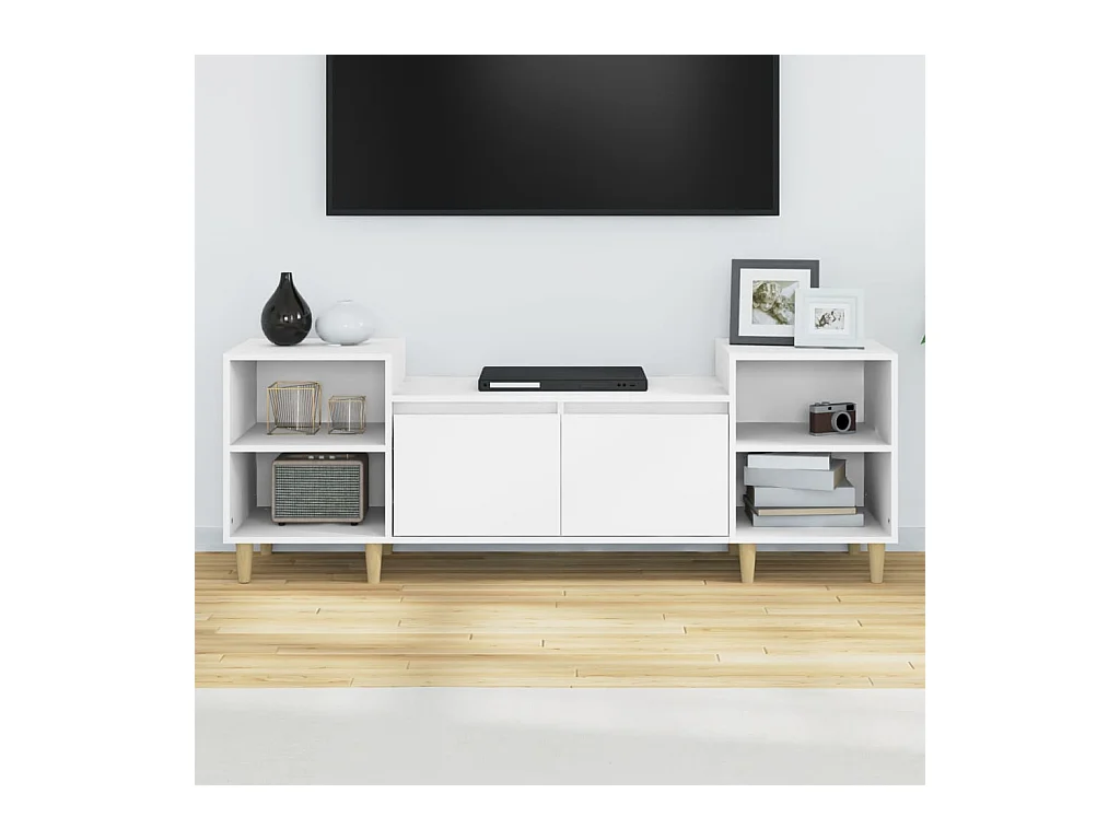 Meuble TV Blanc 160x35x55 cm Bois d'ingénierie