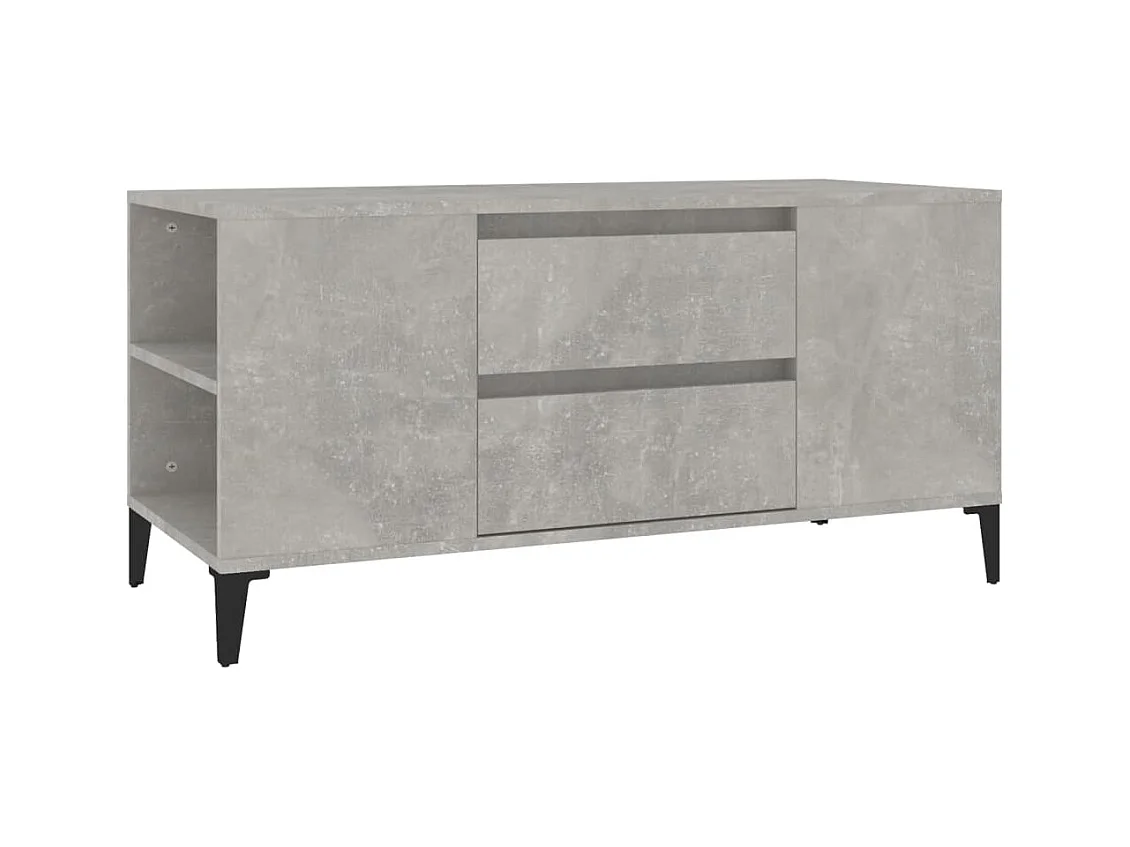 Betongrauer TV-Schrank 102 x 44,5 x 50 cm Holzwerkstoff