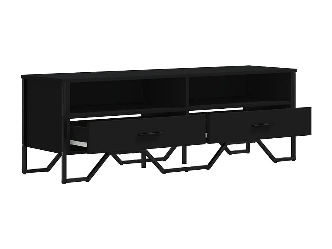 Meuble TV noir 122x34x41 cm bois d'ingénierie