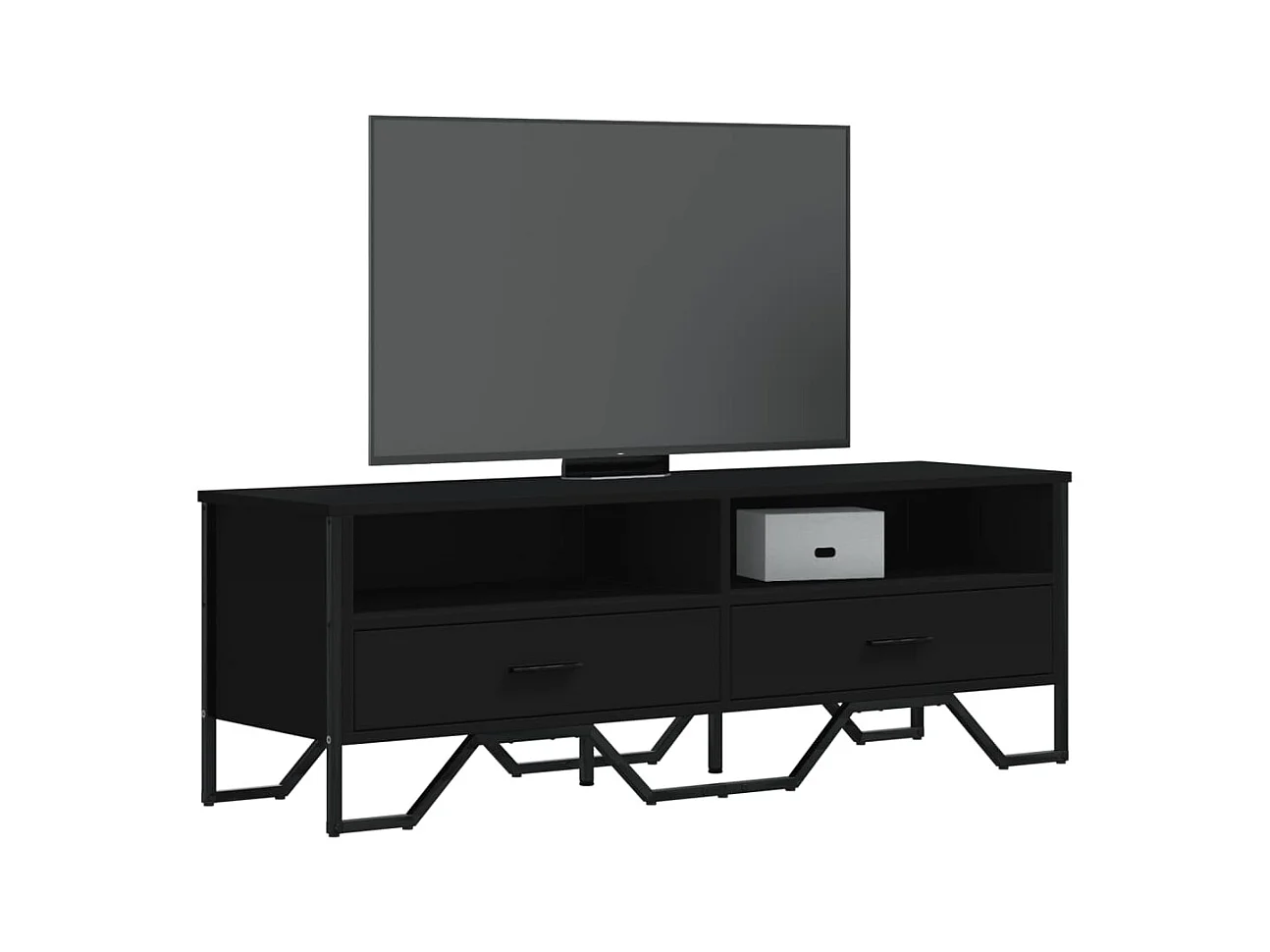 Meuble TV noir 122x34x41 cm bois d'ingénierie