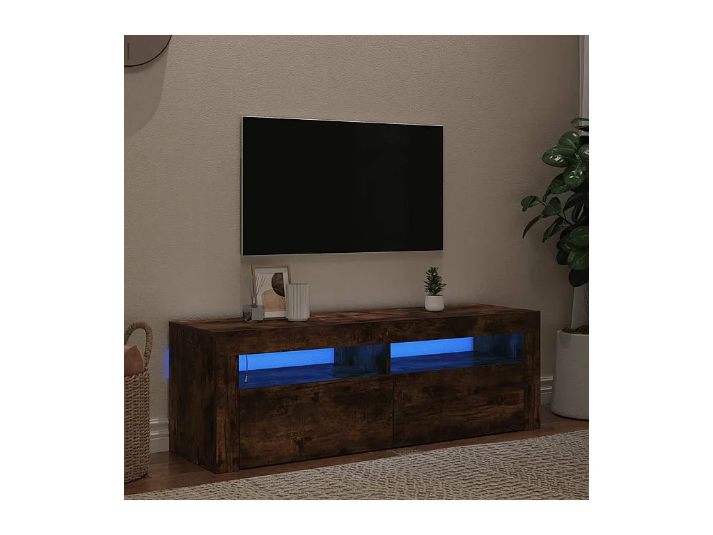 Meuble TV avec lumières LED Chêne fumé 120x35x40 cm