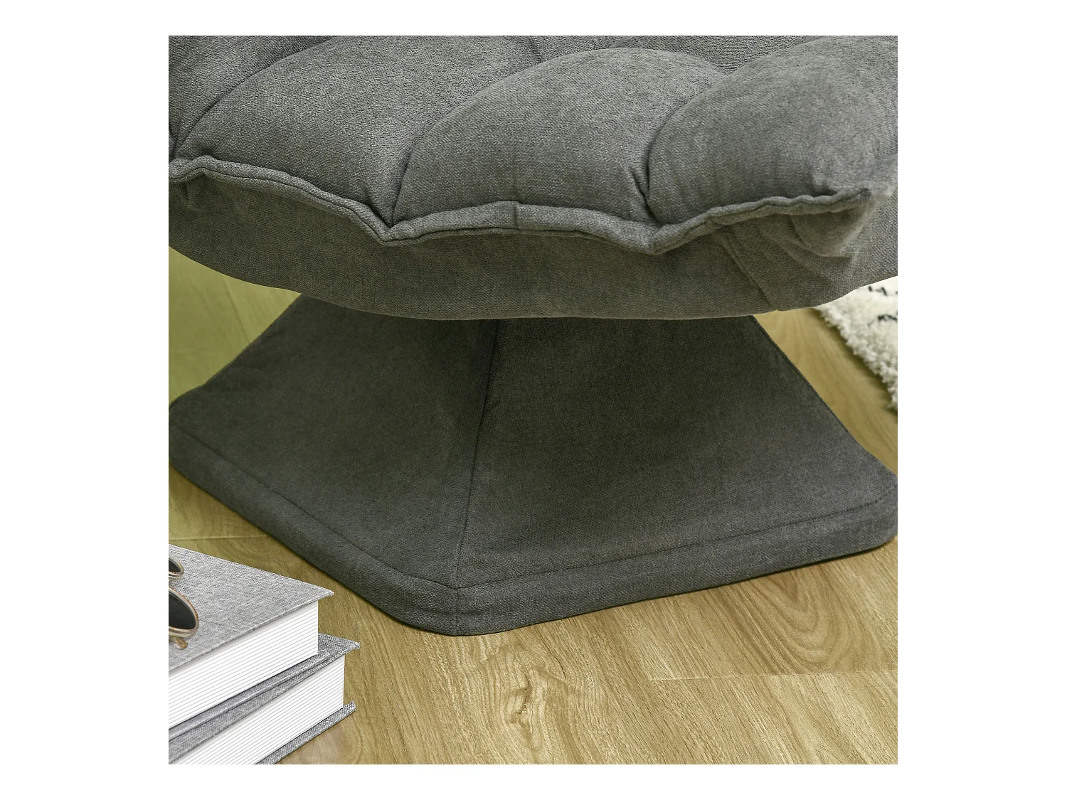 Fauteuil pivotant au sol avec dossier réglable, microfibre, gris (62x70x95cm)