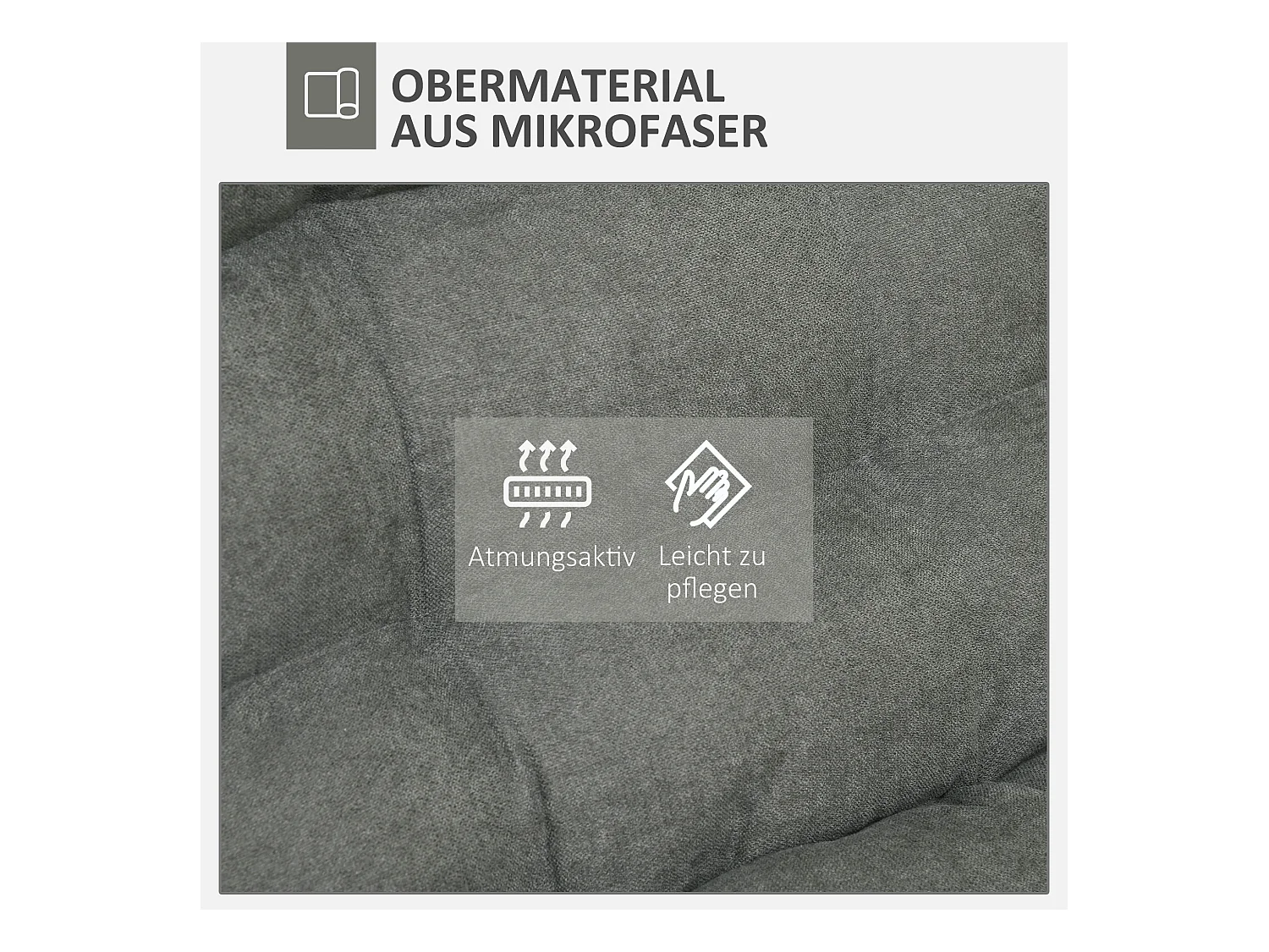 Fauteuil pivotant au sol avec dossier réglable, microfibre, gris (62x70x95cm)