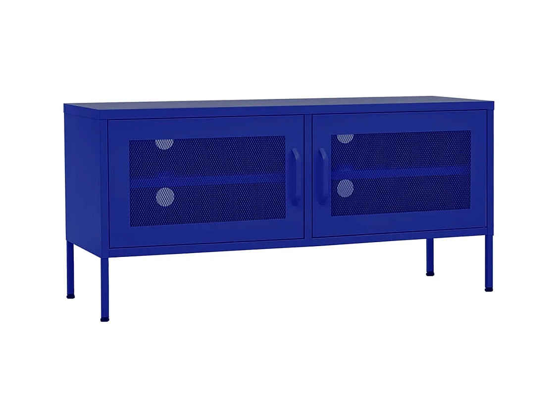 Meuble TV Bleu marine 105x35x50 cm Acier