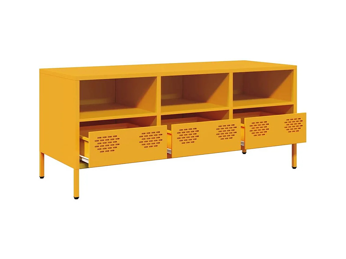 Meuble TV jaune moutarde 101,5x39x43,5 cm acier laminé à froid