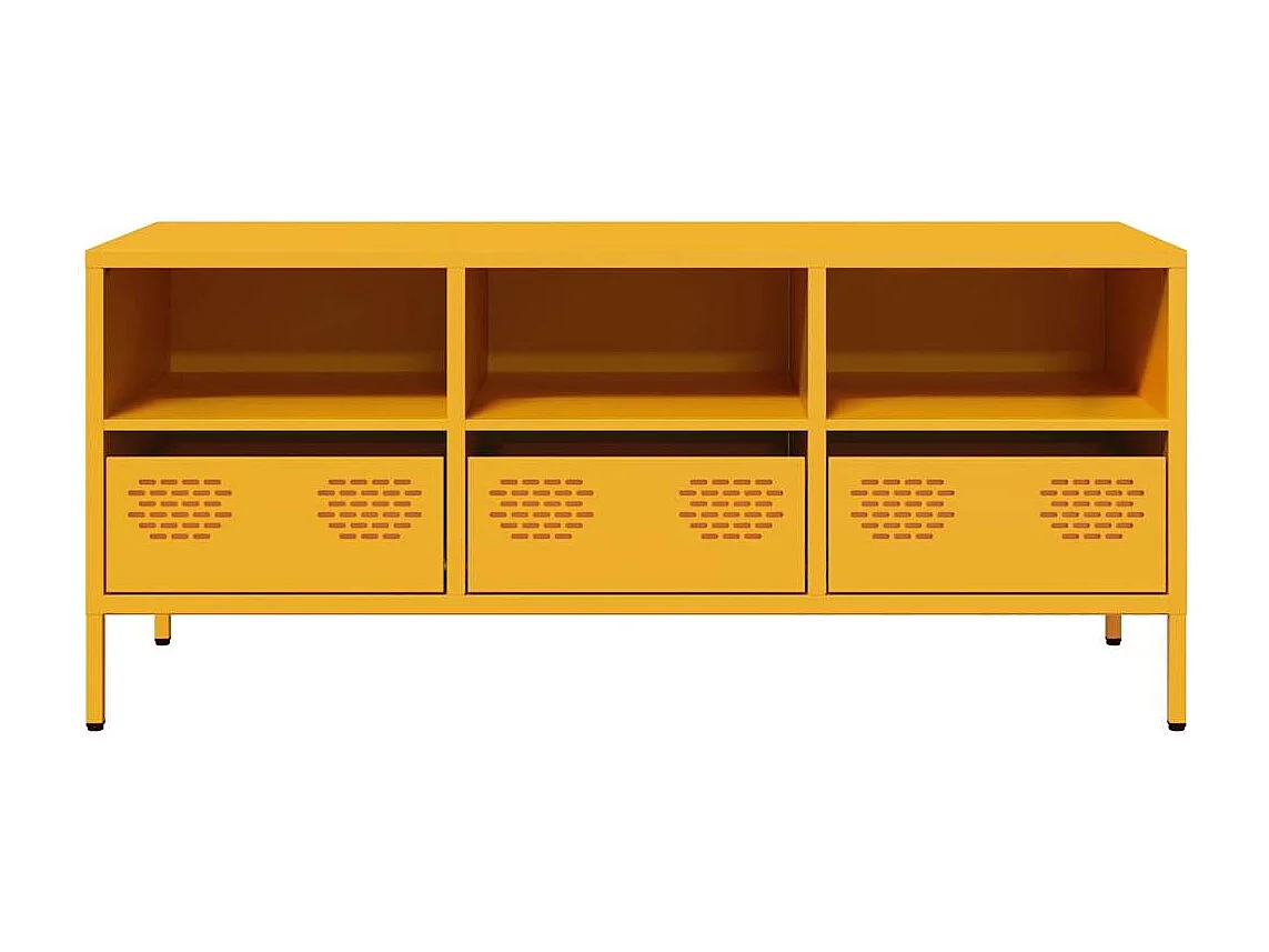 Meuble TV jaune moutarde 101,5x39x43,5 cm acier laminé à froid
