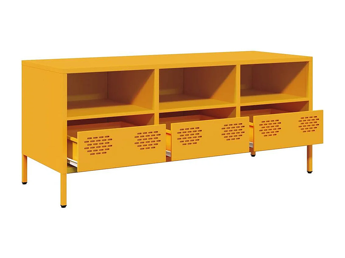 Meuble TV jaune moutarde 101,5x39x43,5 cm acier laminé à froid